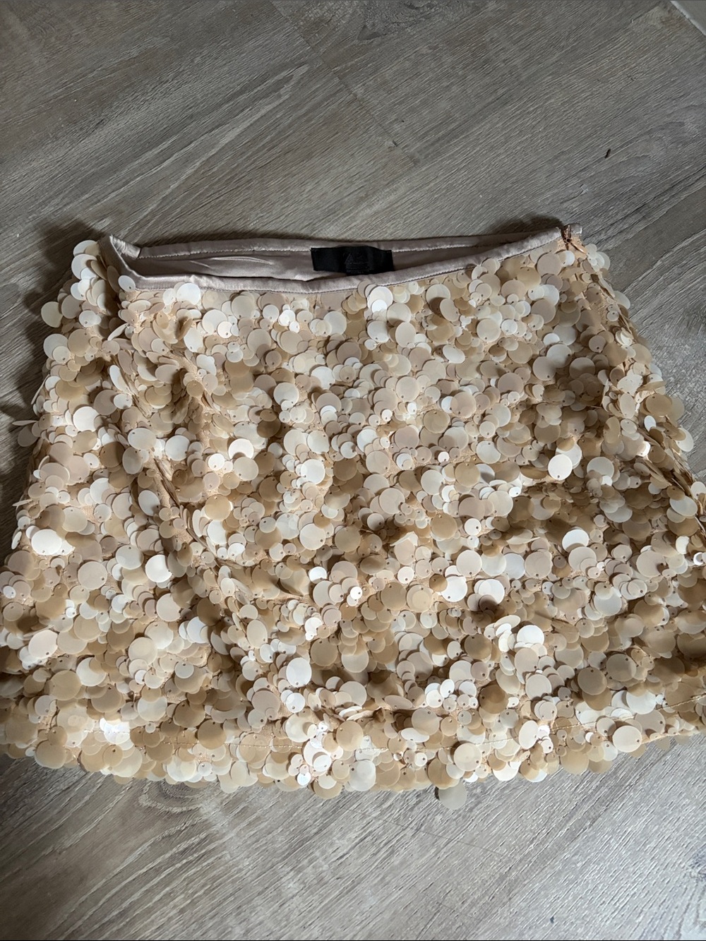 Zara Beige Sequin Mini Skirt
